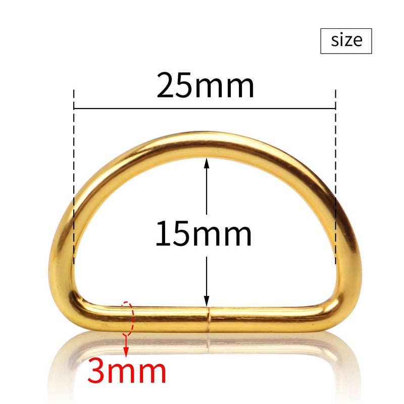 BronaGrand 50 Pieces 1inch Gold Metal D Ring Semi-Circular D Ring for Hardware Bags Ring Hand DIY Accessories - Image 5